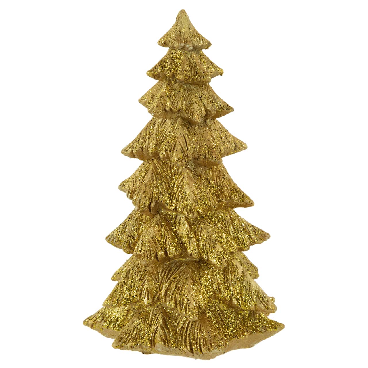 6" Gold Metallic Glittered Resin Tabletop Christmas Tree